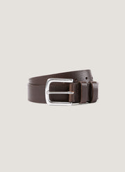 Men's Grained Leather Belt in Brown