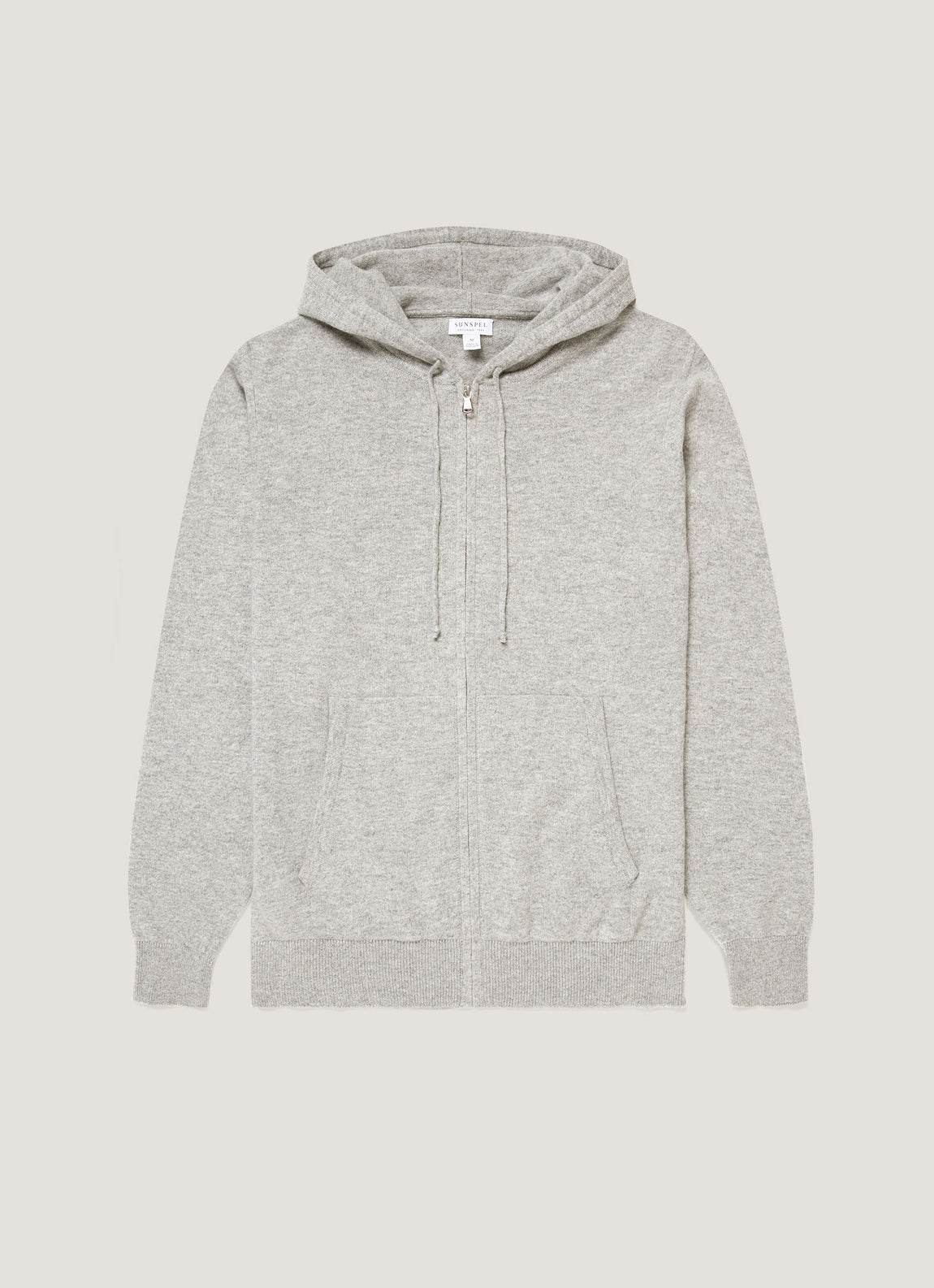Men's Cashmere Zip Hoodie in Grey Melange