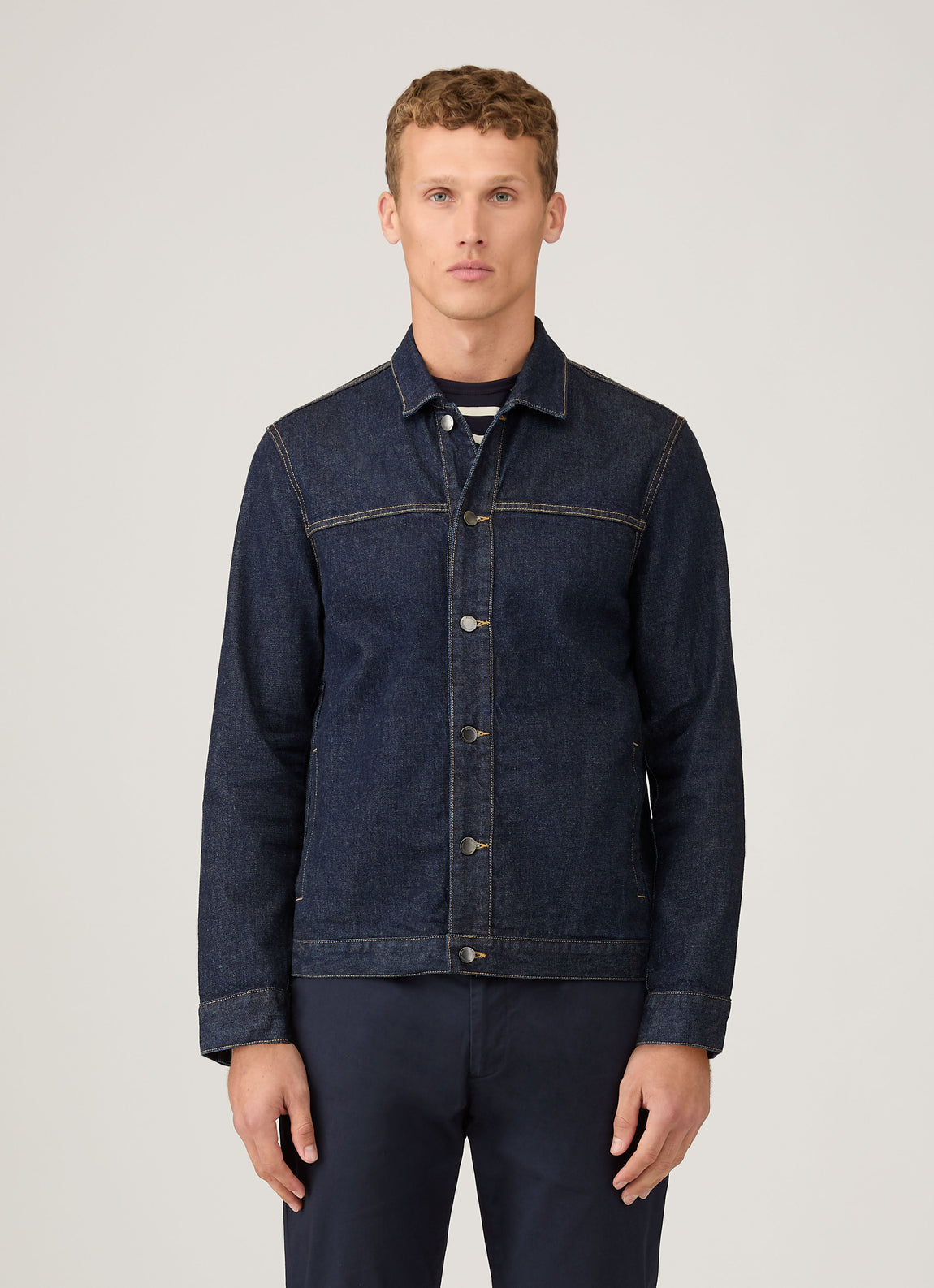 Men's 13oz Japanese Denim Jacket in Rinse Wash Denim