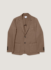 Men's Cotton Linen Unstructured Blazer in Dark Tan