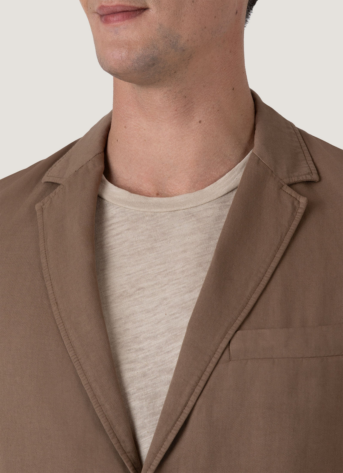 Men's Cotton Linen Unstructured Blazer in Dark Tan