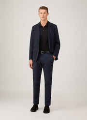 Men's Cotton Linen Unstructured Blazer in Navy