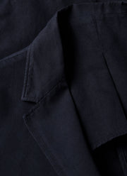 Men's Cotton Linen Unstructured Blazer in Navy