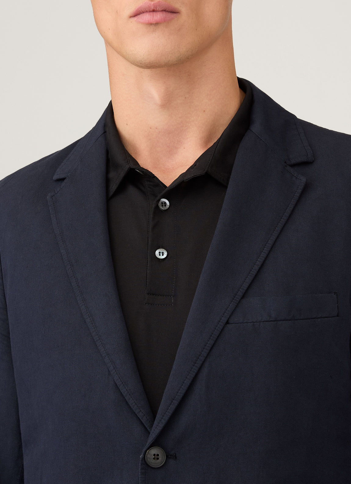 Men's Cotton Linen Unstructured Blazer in Navy
