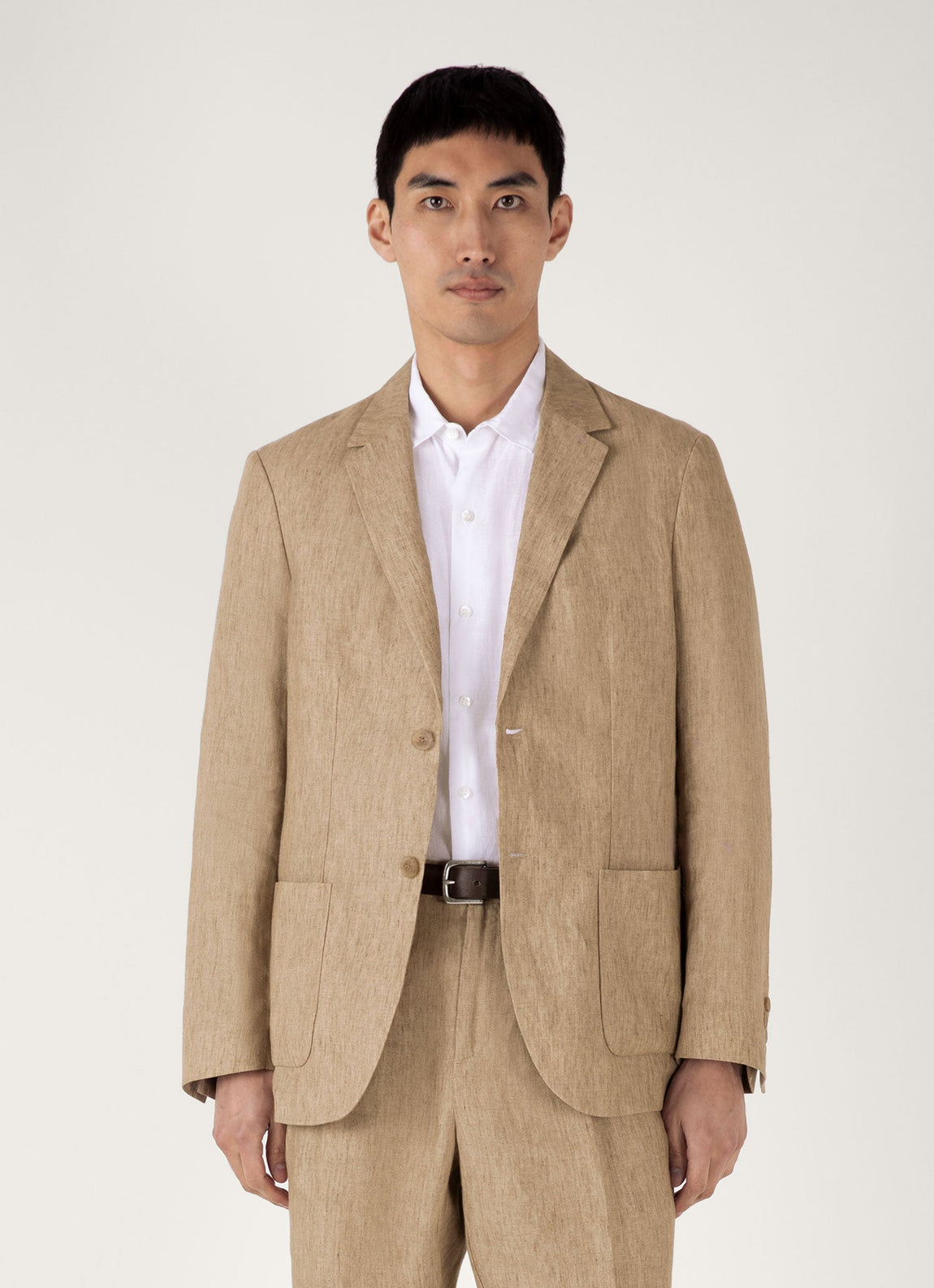 Men's Linen Blazer in Dune Melange