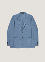 Men's Linen Blazer in Soft Denim Melange