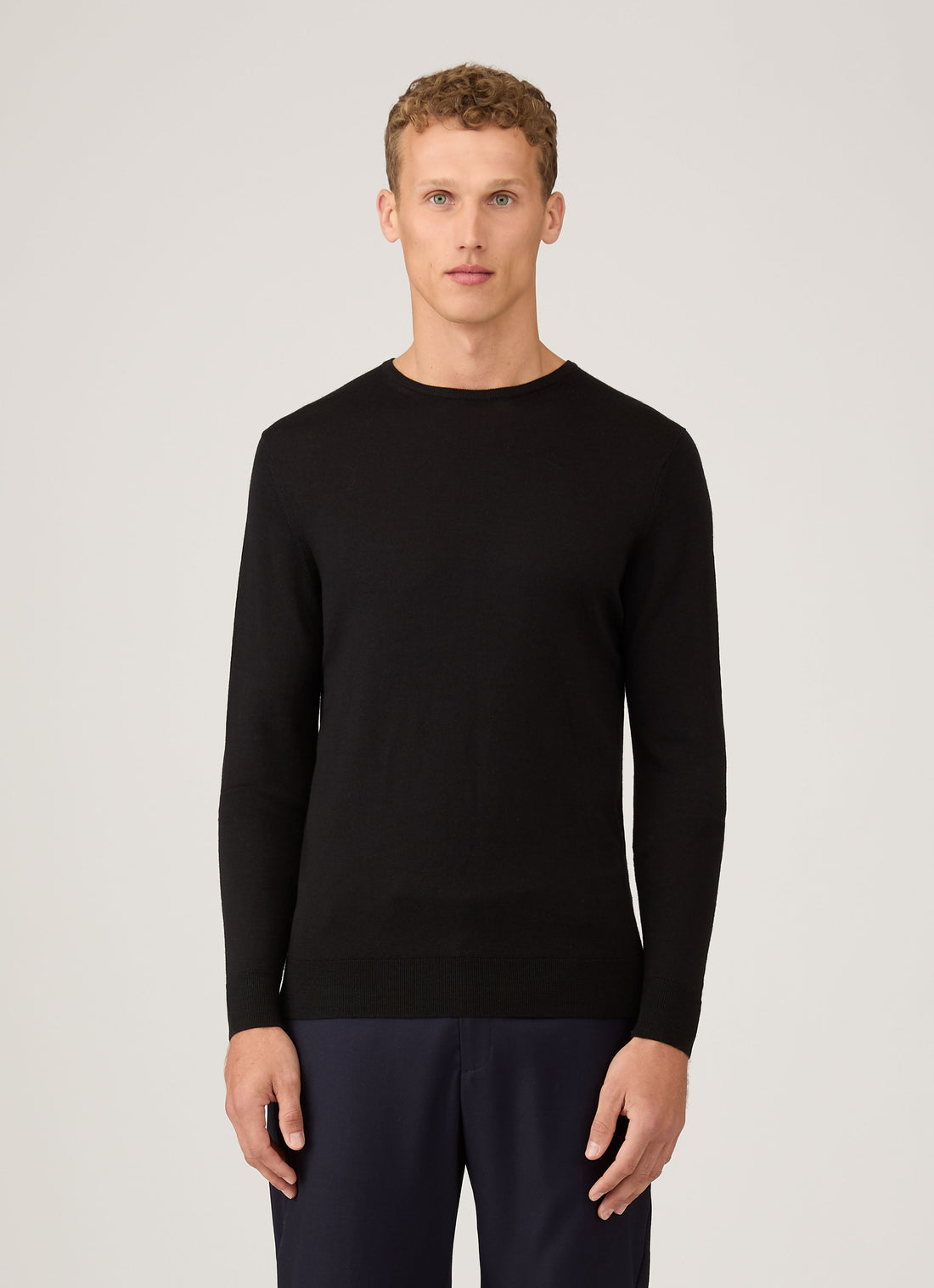 Men's Extra-Fine Merino Crew Neck in Black