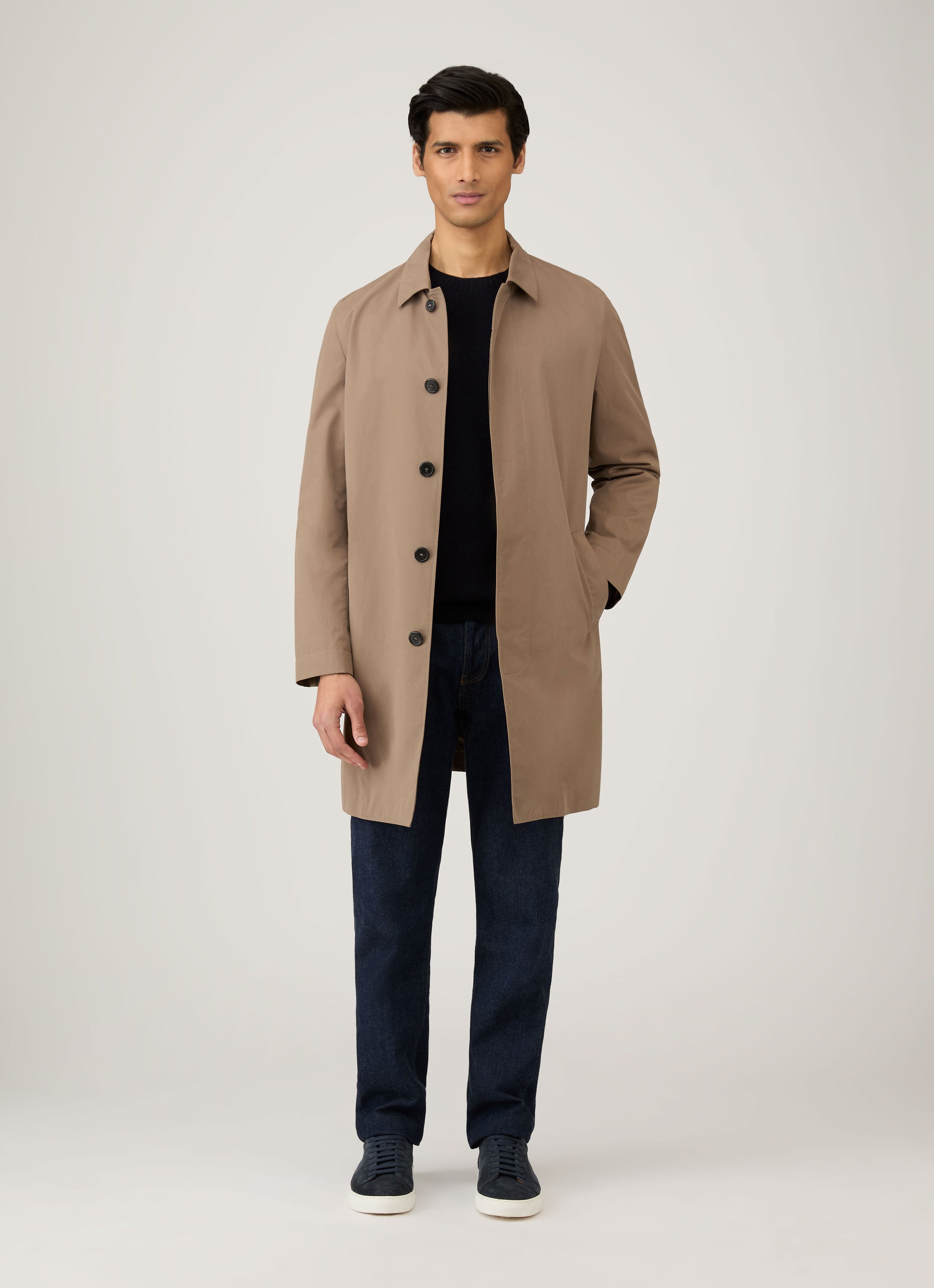 Men's Lambswool Crew Neck Jumper in Dark Navy Mouline