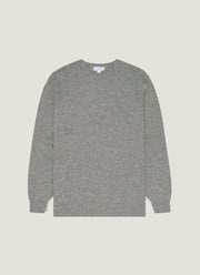 Men's Lambswool Crew Neck Jumper in Mid Grey Melange