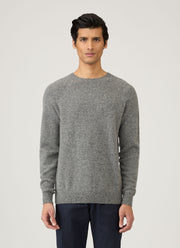 Men's Lambswool Crew Neck Jumper in Mid Grey Melange