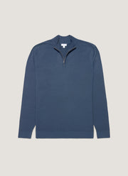 Men's Extra-Fine Merino Zip Neck in Slate Blue