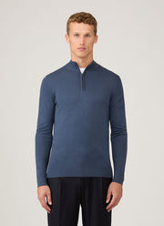 Men's Extra-Fine Merino Zip Neck in Slate Blue