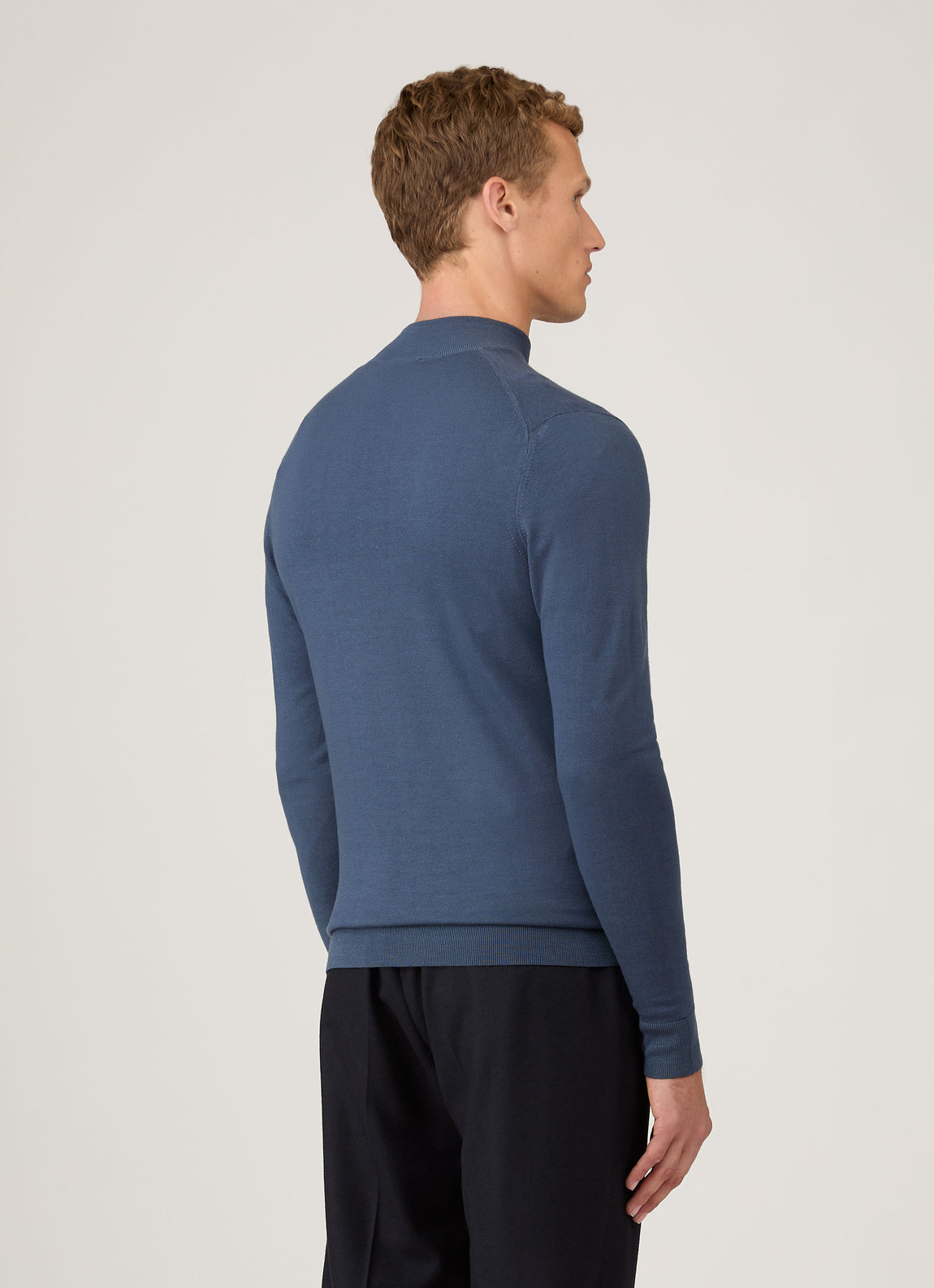 Men's Extra-Fine Merino Zip Neck in Slate Blue