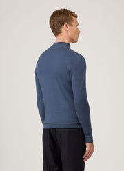 Men's Extra-Fine Merino Zip Neck in Slate Blue
