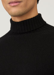 Men's Lambswool Roll Neck in Black