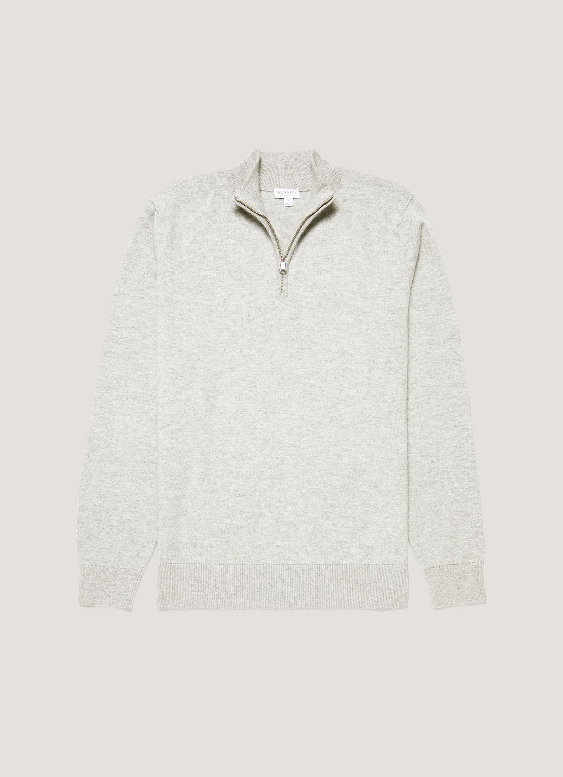 Men's Cashmere Zip Neck Jumper in Grey Melange