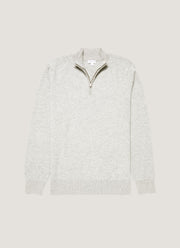 Men's Cashmere Zip Neck Jumper in Grey Melange