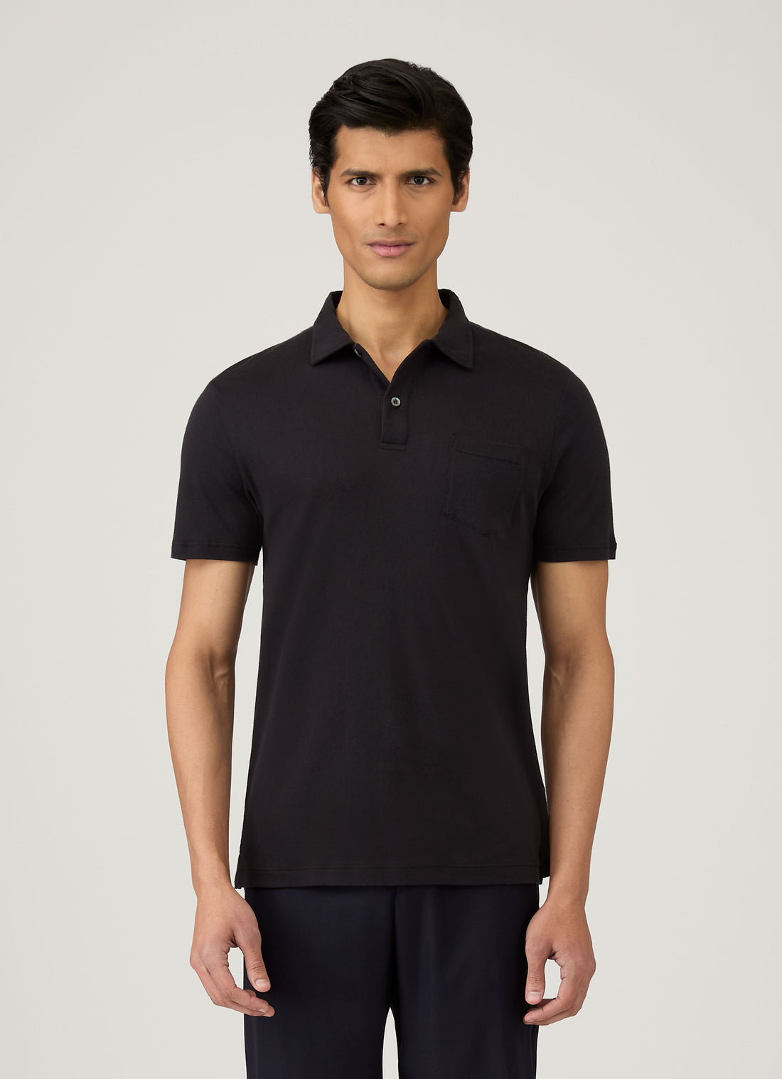 Men's Sea Island Cotton Riviera Polo Shirt in Black