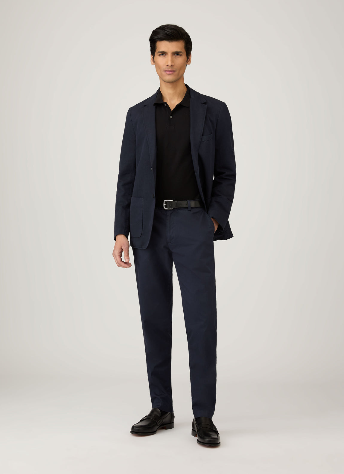 Men's Long Sleeve Piqué Polo Shirt in Black