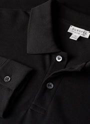Men's Long Sleeve Piqué Polo Shirt in Black
