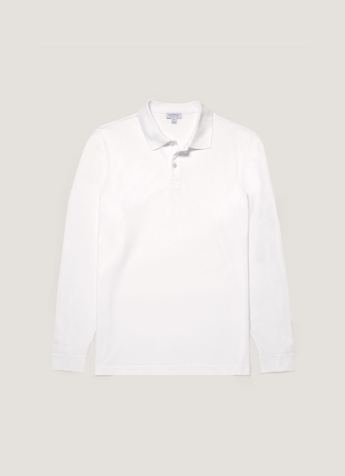 Men's Long Sleeve Piqué Polo Shirt in White