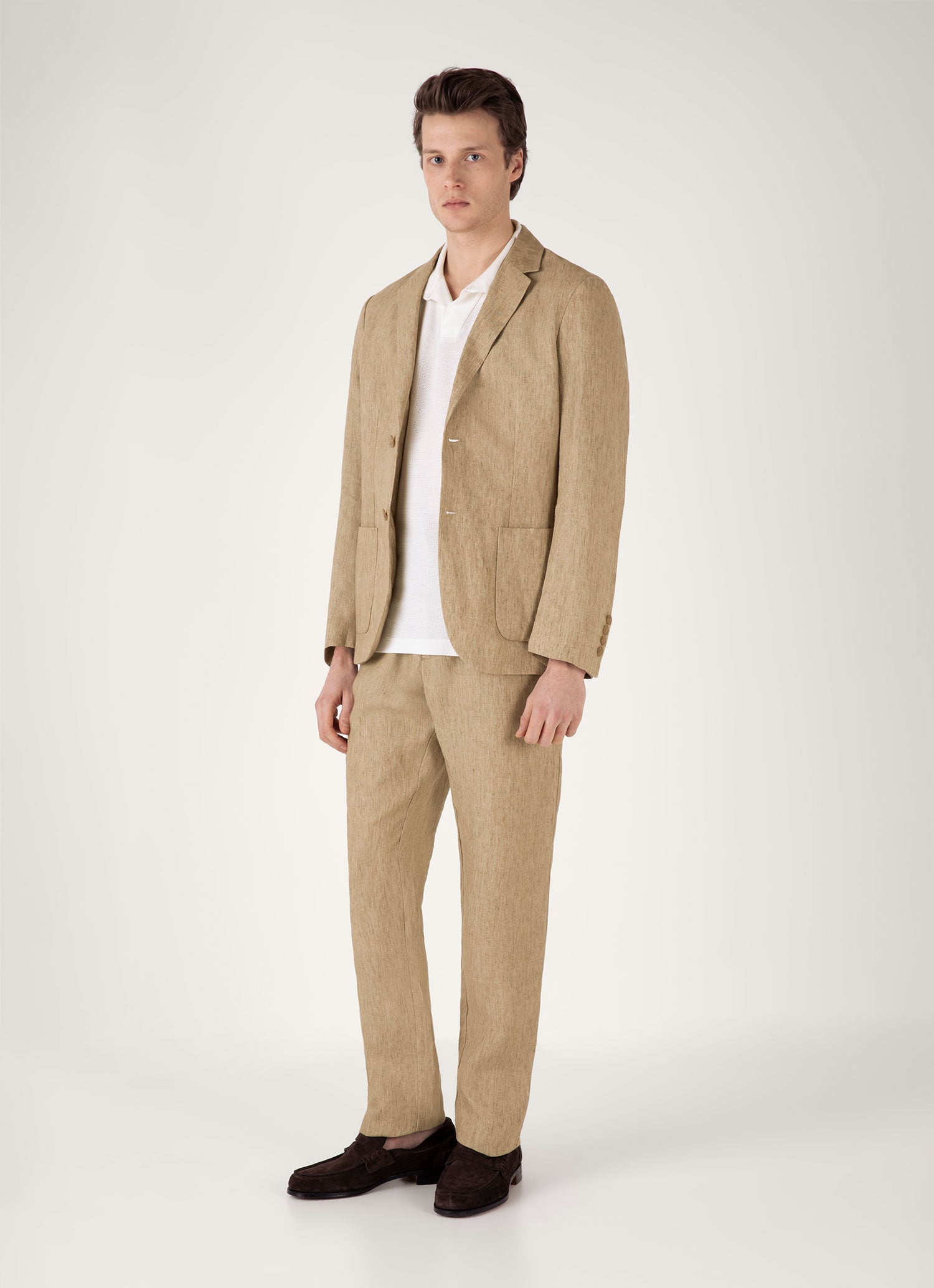 Men's Textured Jersey Polo Shirt in Ecru