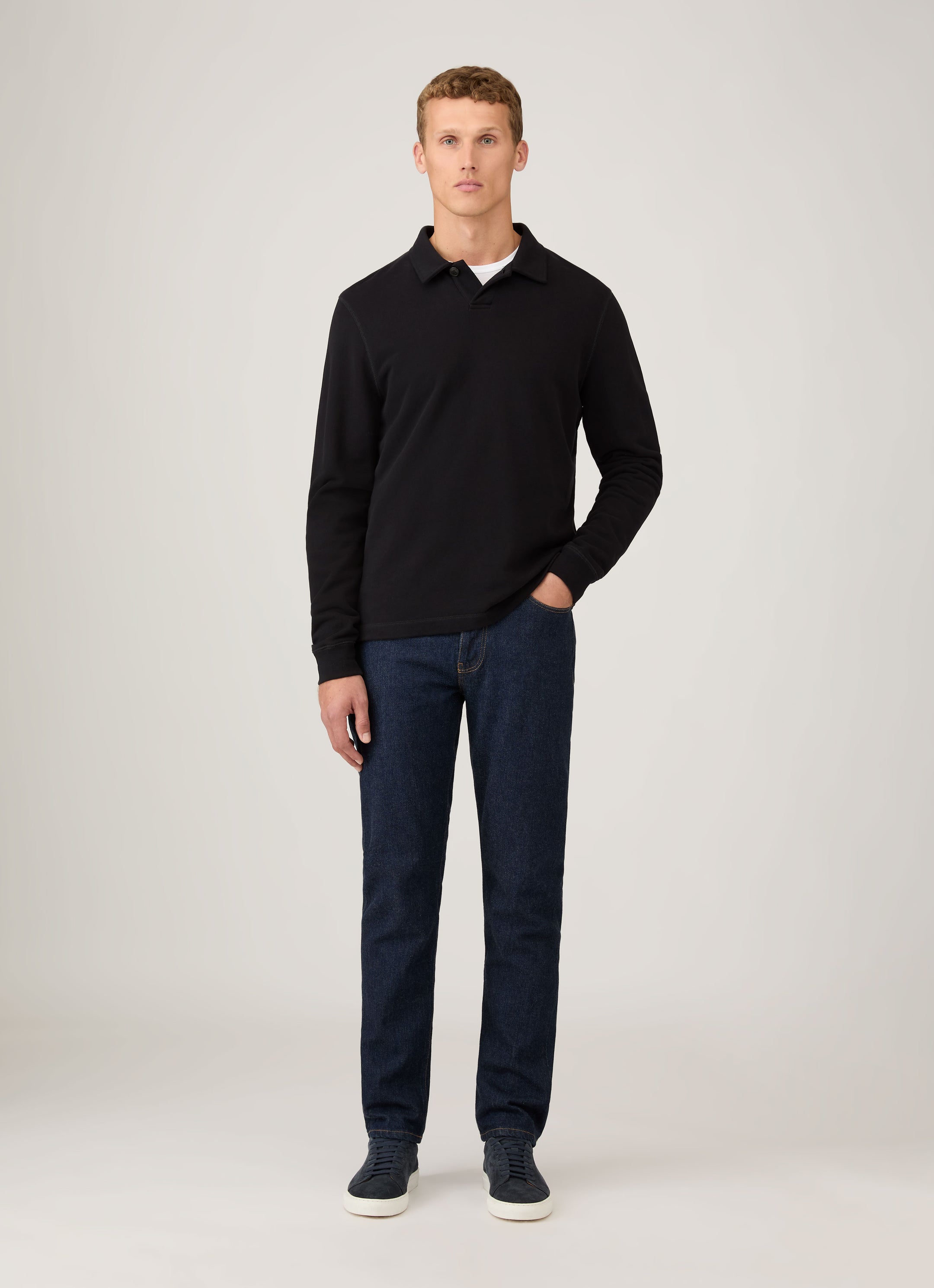 Men's Loopback Polo Sweatshirt in Black