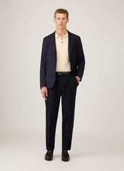 Men's Sea Island Cotton Long Sleeve Polo Shirt in Undyed