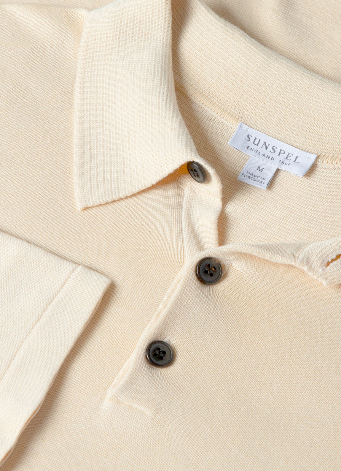 Men's Sea Island Cotton Long Sleeve Polo Shirt in Undyed