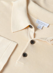 Men's Sea Island Cotton Long Sleeve Polo Shirt in Undyed