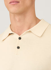 Men's Sea Island Cotton Long Sleeve Polo Shirt in Undyed
