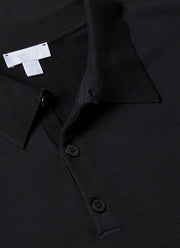 Men's Sea Island Cotton Polo Shirt in Black