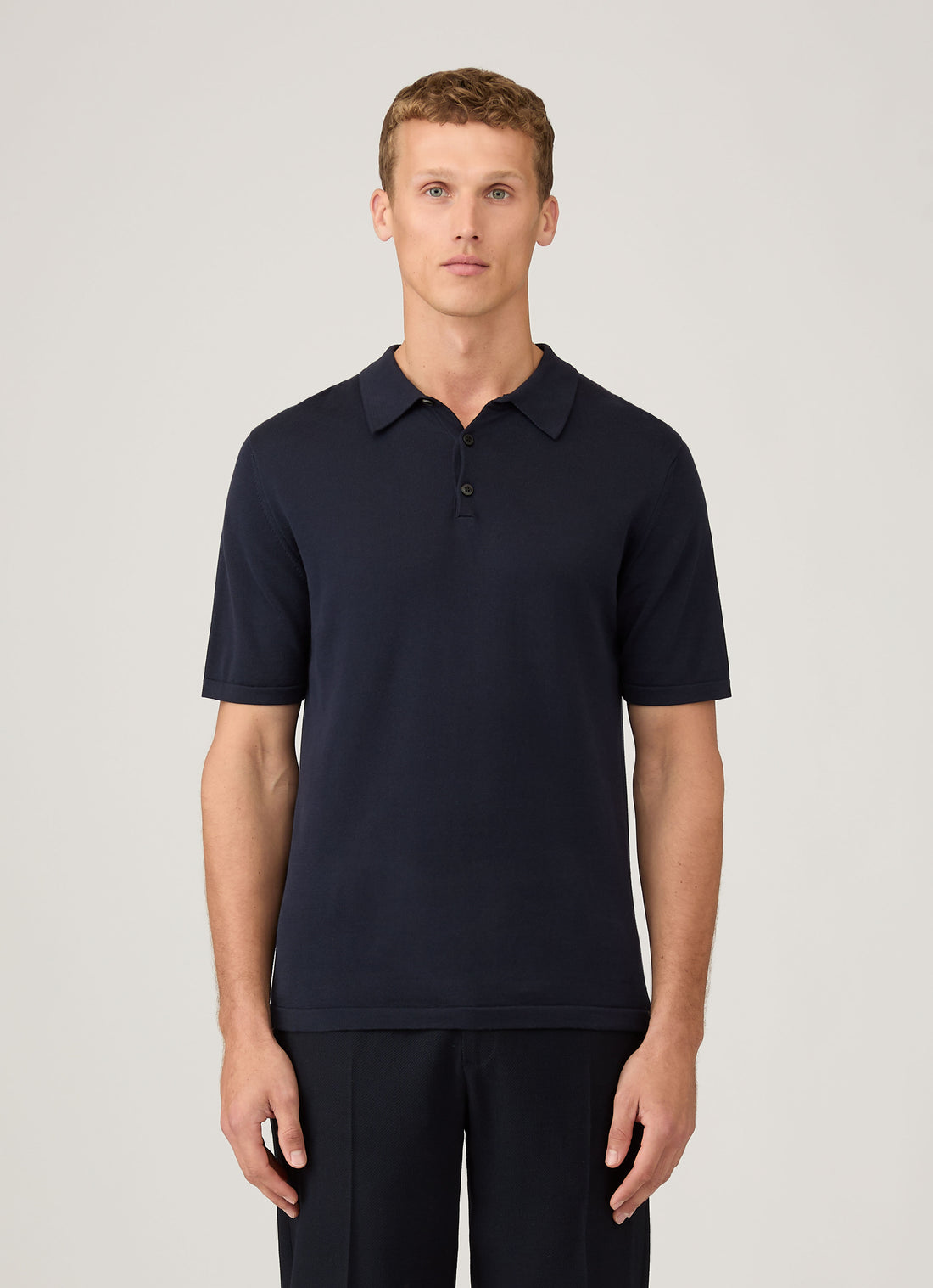 Men's Sea Island Cotton Polo Shirt in Light Navy