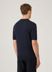 Men's Sea Island Cotton Polo Shirt in Light Navy