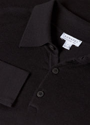 Men's Extra-Fine Merino Polo Shirt in Black