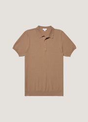 Men's Knit Polo Shirt in Dune
