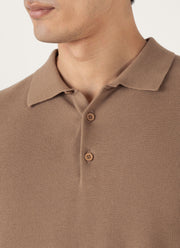 Men's Knit Polo Shirt in Dune