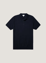 Men's Knit Polo Shirt in Navy