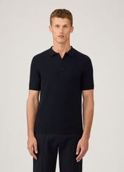 Men's Knit Polo Shirt in Navy