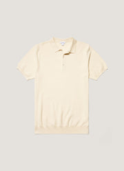 Men's Knit Polo Shirt in Ecru