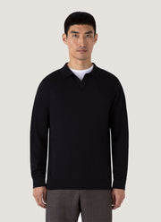 Men's Sea Island Cashmere Polo Shirt in Black