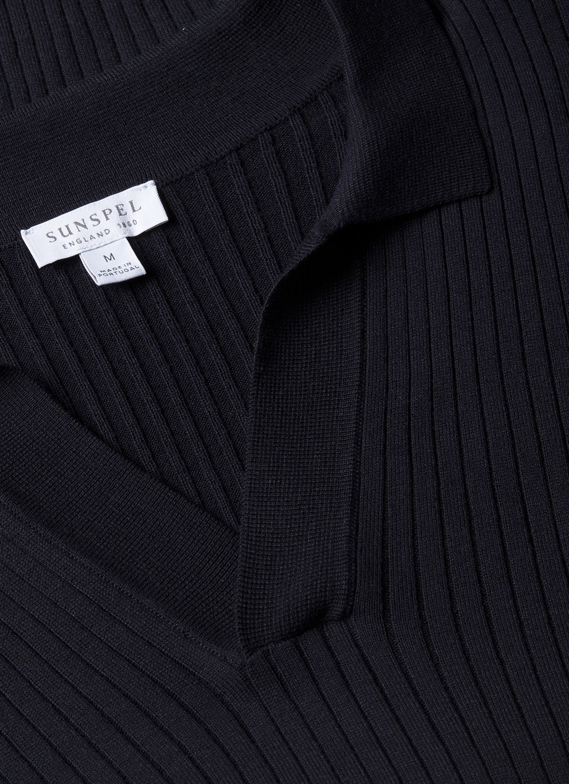 Men's Fine Rib Silk Cotton Polo Shirt in Navy