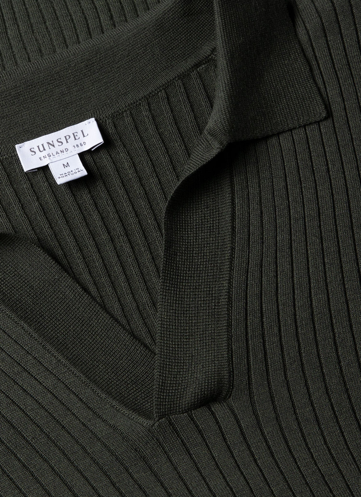 Men's Fine Rib Silk Cotton Polo Shirt in Dusk Green