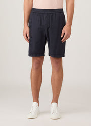 Men's Cotton Linen Drawstring Shorts in Navy