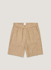 Men's Linen Drawstring Short in Dune Melange