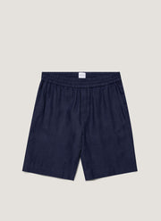 Men's Linen Drawstring Short in Light Navy