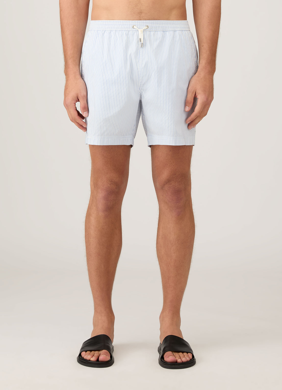 Men's Drawstring Swim Shorts in White/Cool Blue