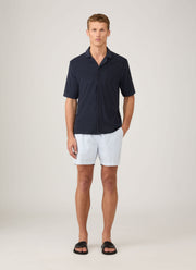 Men's Drawstring Swim Shorts in White/Cool Blue