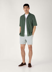 Men's Drawstring Swim Shorts in Dusk Green/White