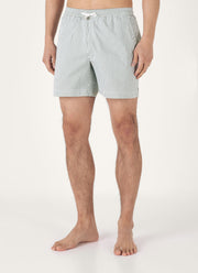 Men's Drawstring Swim Shorts in Dusk Green/White